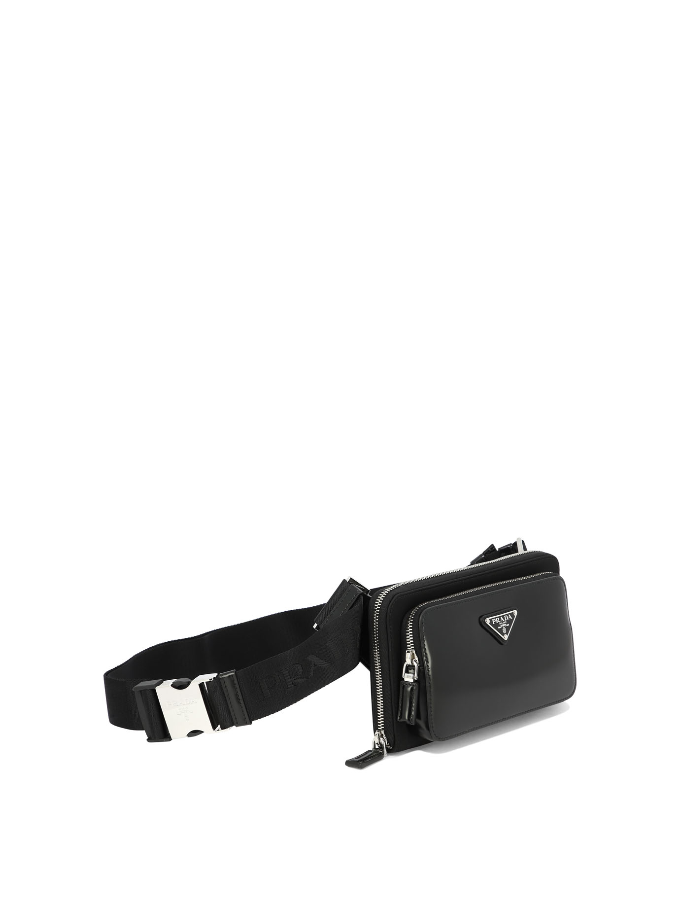 PRADA Black   Re-Nylon and brushed leather shoulder bag